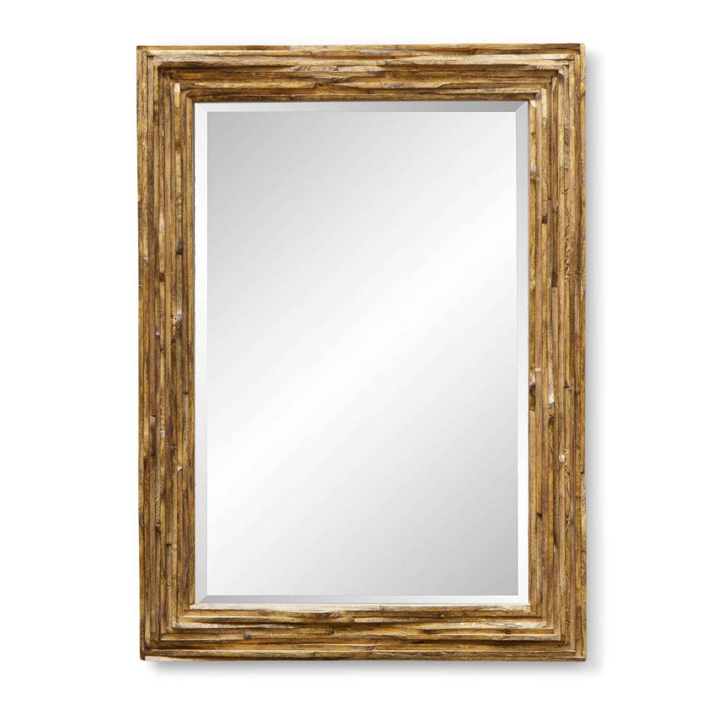 OVERLAP ANTIQUE GOLD TEAK MIRROR