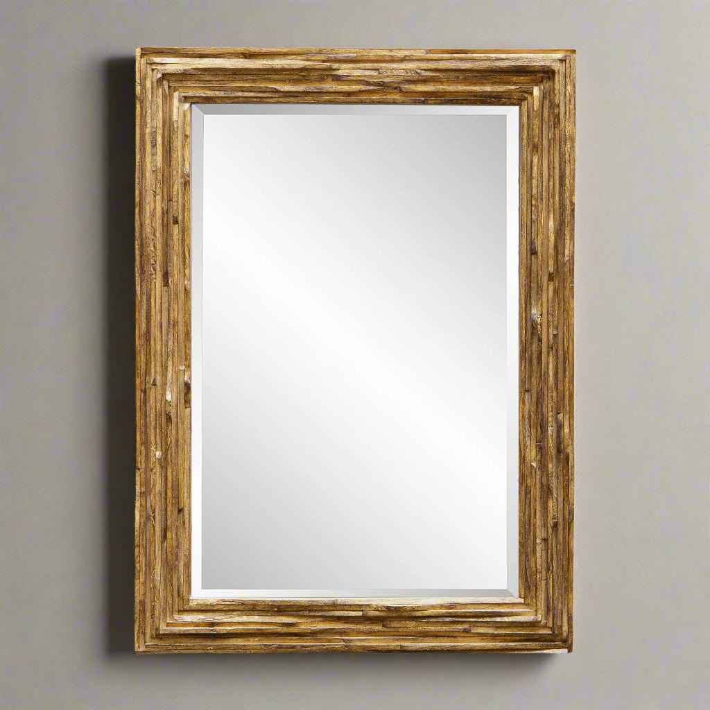OVERLAP ANTIQUE GOLD TEAK MIRROR