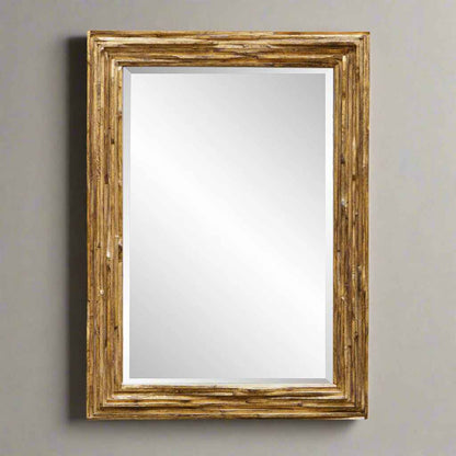OVERLAP ANTIQUE GOLD TEAK MIRROR