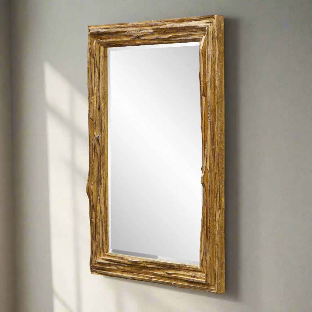 OVERLAP ANTIQUE GOLD TEAK MIRROR