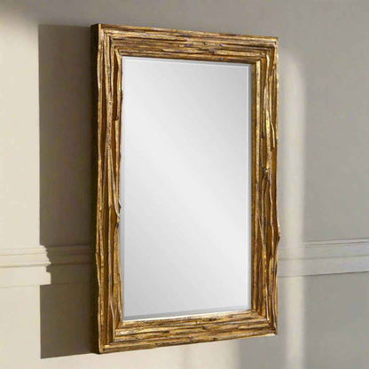 OVERLAP ANTIQUE GOLD TEAK MIRROR
