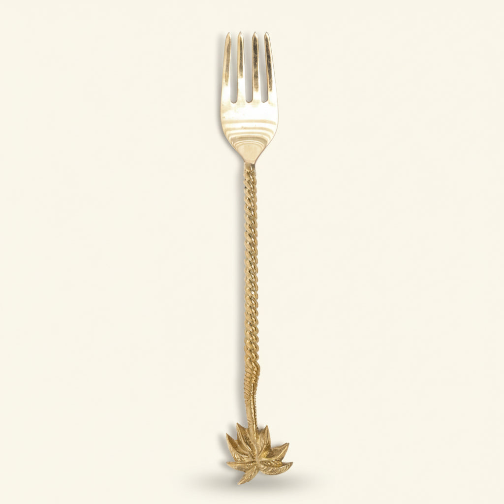 PALM TREE FORK | GOLD BRASS | SET OF 6 - Green Design Gallery