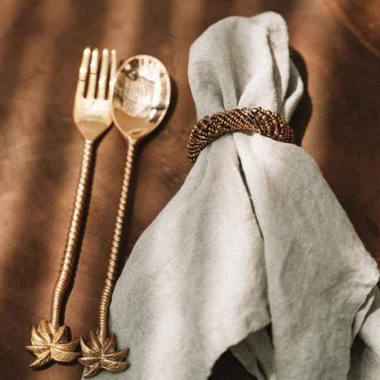 PALM TREE SALAD FORK | GOLD BRASS | SET OF 3