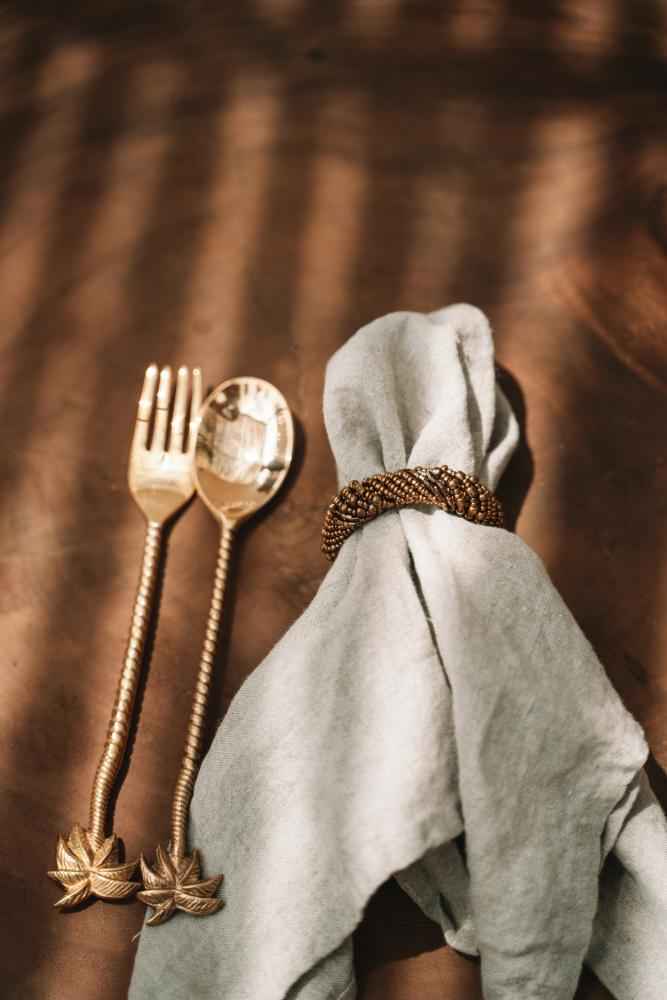 PALM TREE SALAD FORK | GOLD BRASS | SET OF 3