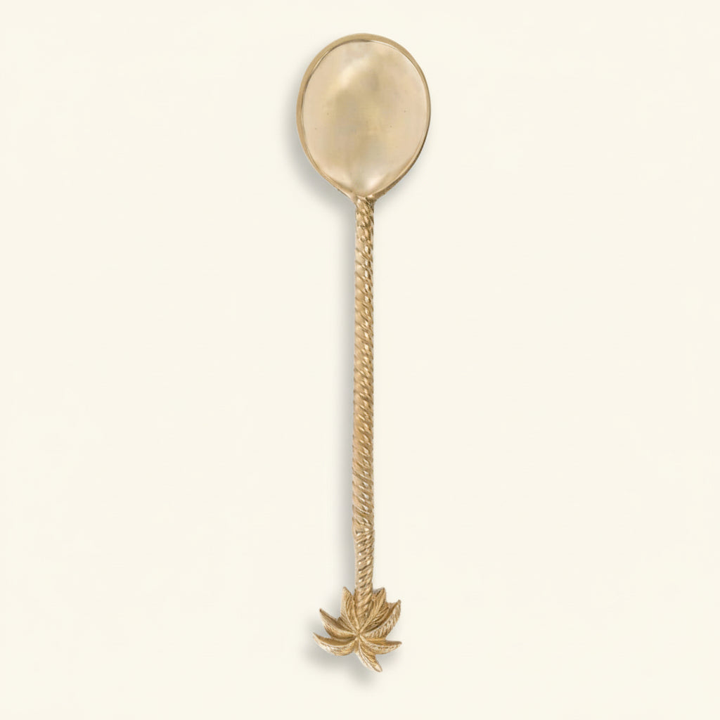 PALM TREE SALAD SPOON | GOLD BRASS | SET OF 3 - Green Design Gallery