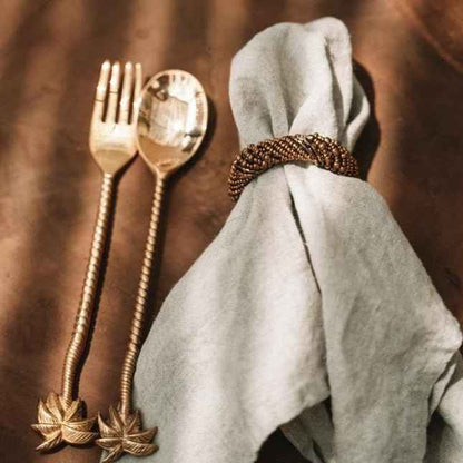 PALM TREE SALAD SPOON | GOLD BRASS | SET OF 3