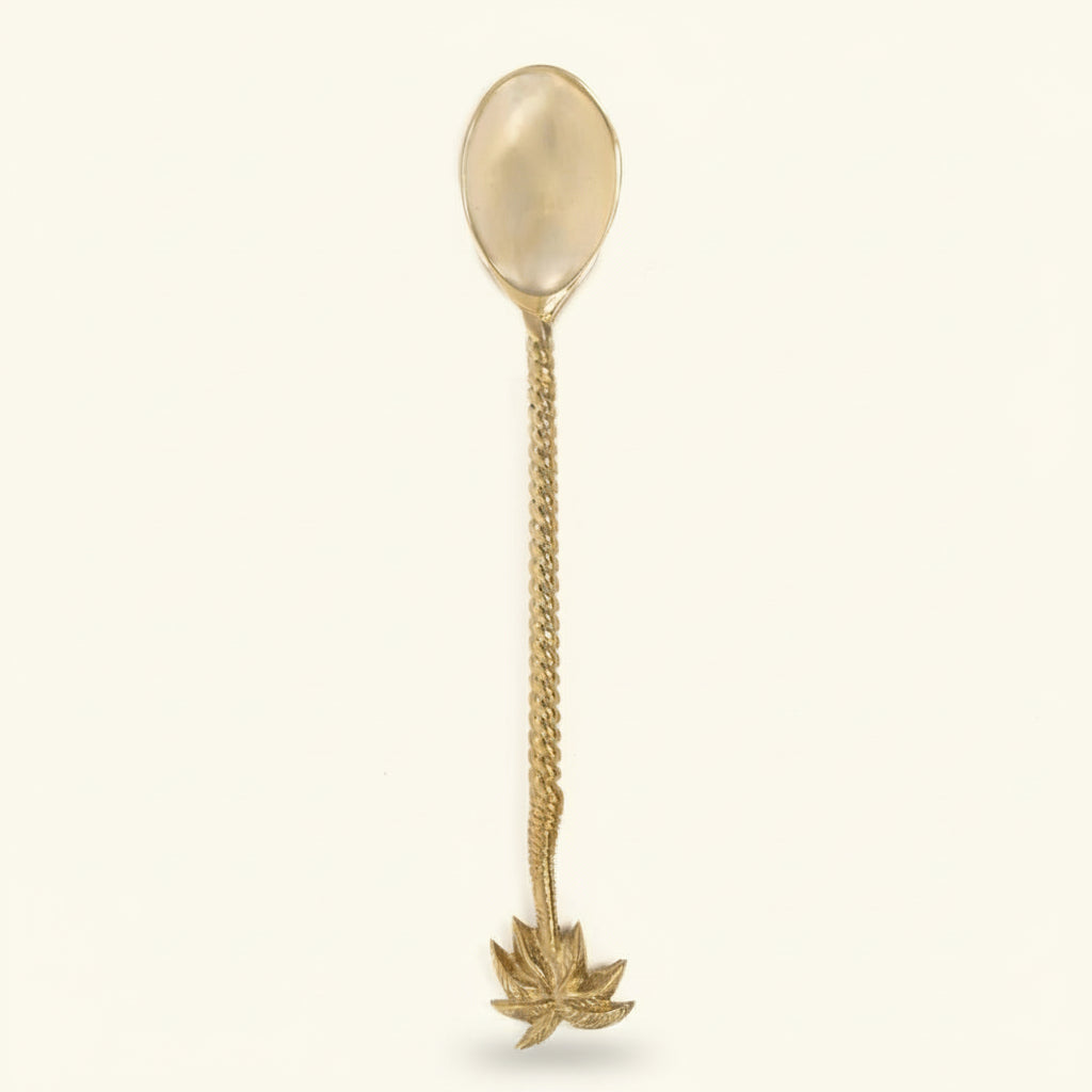PALM TREE SPOON | GOLD BRASS | SET OF 6 - Green Design Gallery