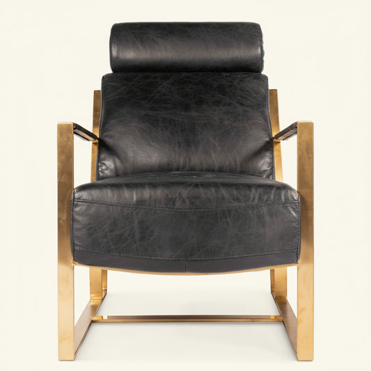 PARADISO BLACK LEATHER LOUNGER