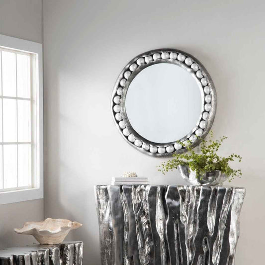 PEARL ROUND SILVER MIRROR