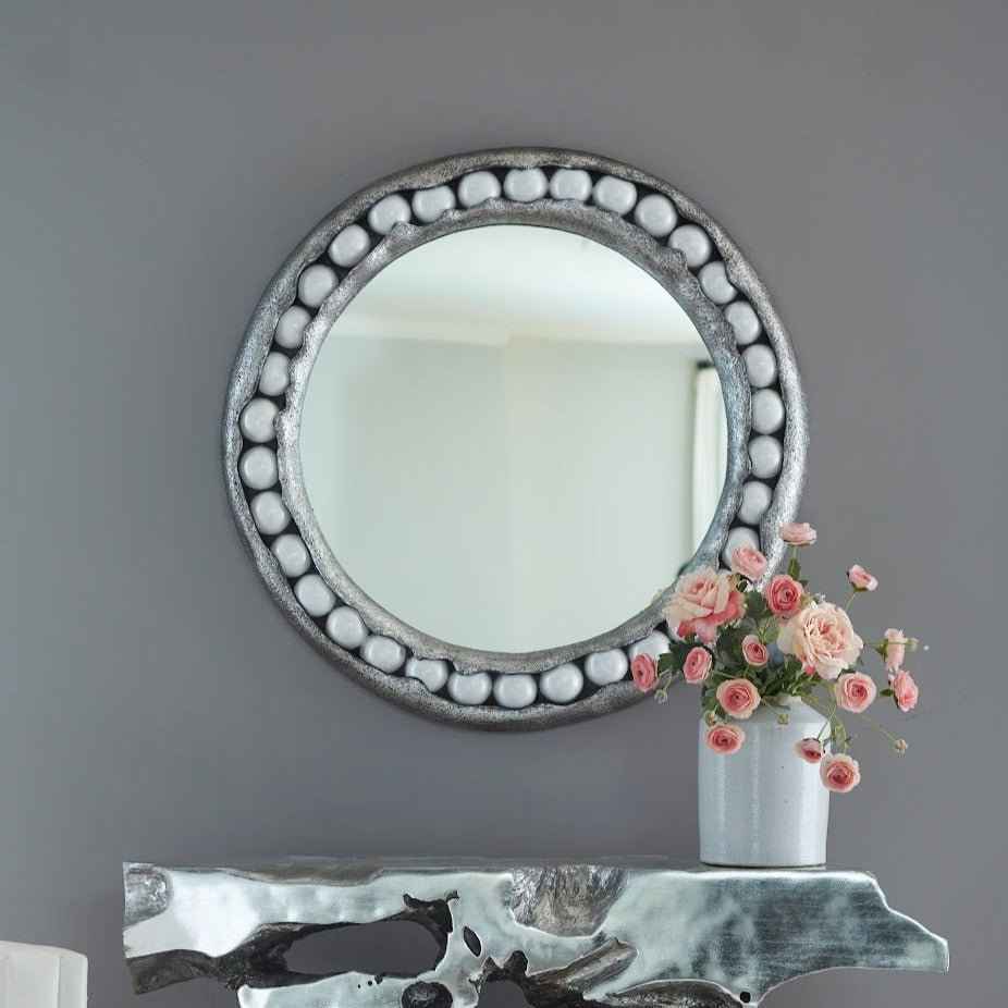 PEARL ROUND SILVER MIRROR