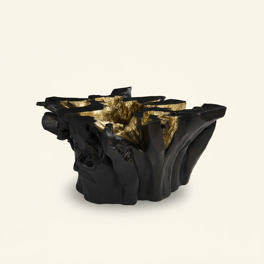 AGNES ROOT CAST COFFEE TABLE BLACK, GOLD LEAF