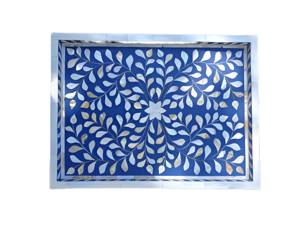 Mother of pearl inlay Rectangle Floral pettern serving tray