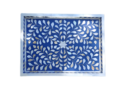 Mother of pearl inlay Rectangle Floral pettern serving tray