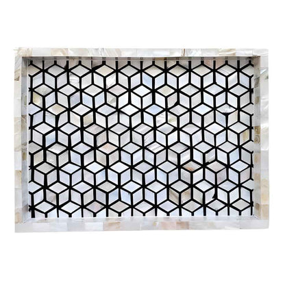 Mother of pearl inlay Rectangle Honey comb pettern serving tray
