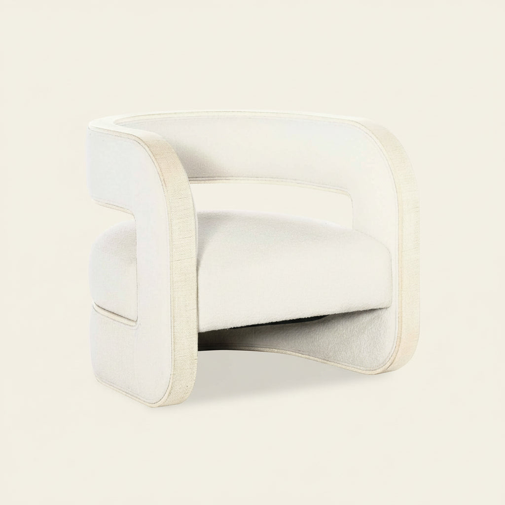 PLUSH PEARL BURLAP TRIMMED ACCENT CHAIR