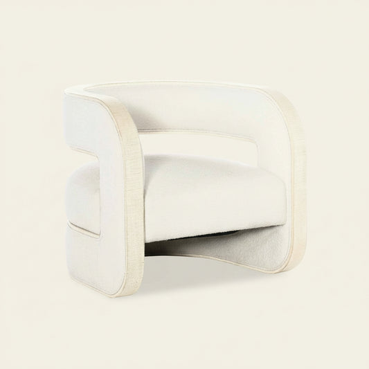 PLUSH PEARL BURLAP TRIMMED ACCENT CHAIR