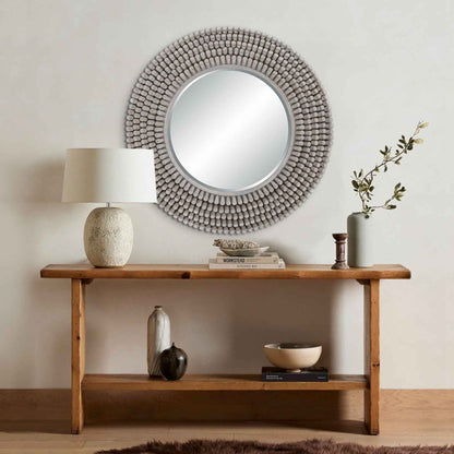 PORTSIDE GREY DRIFTWOOD ROUND MIRROR