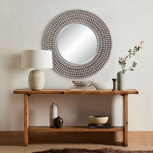 PORTSIDE GREY DRIFTWOOD ROUND MIRROR