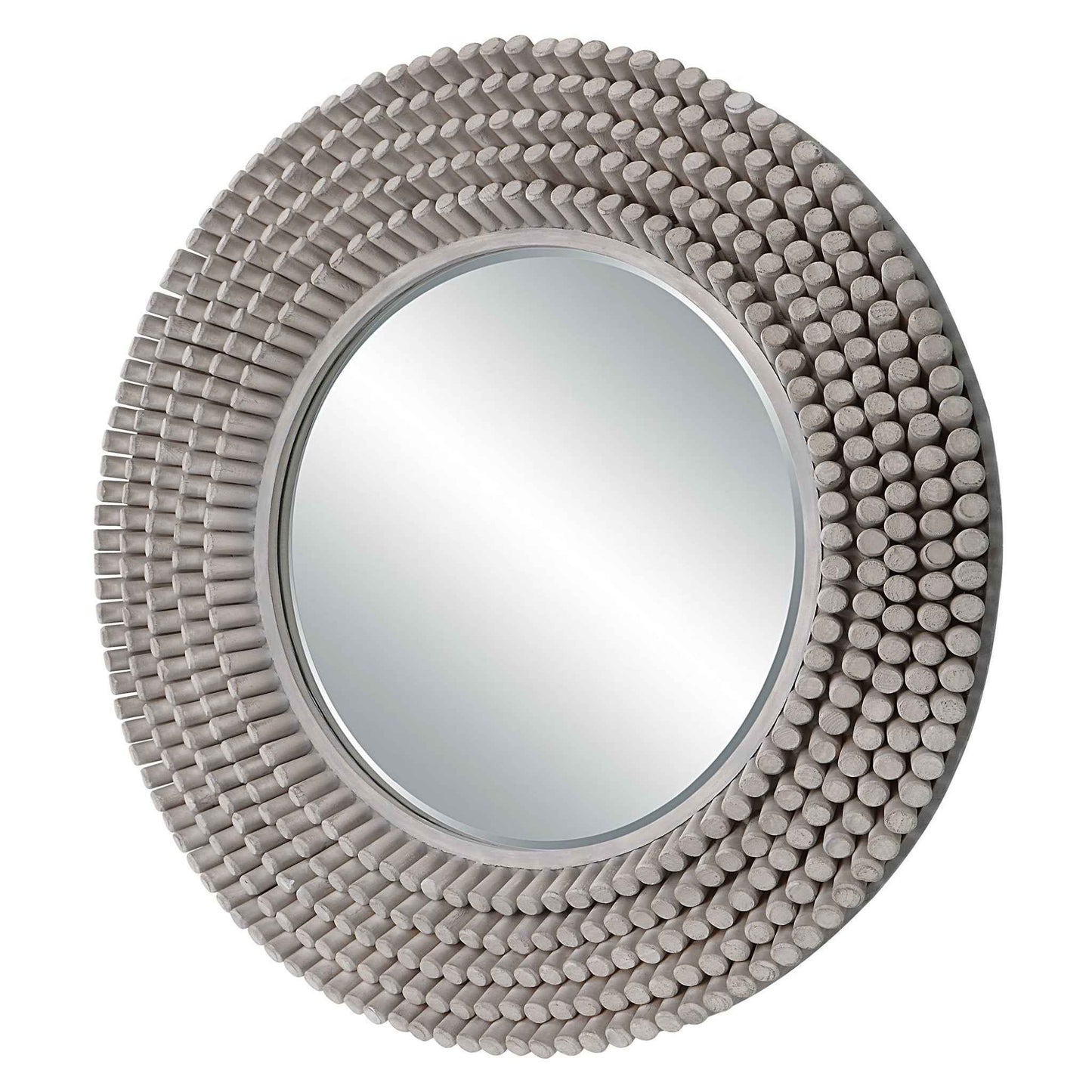 PORTSIDE GREY DRIFTWOOD ROUND MIRROR
