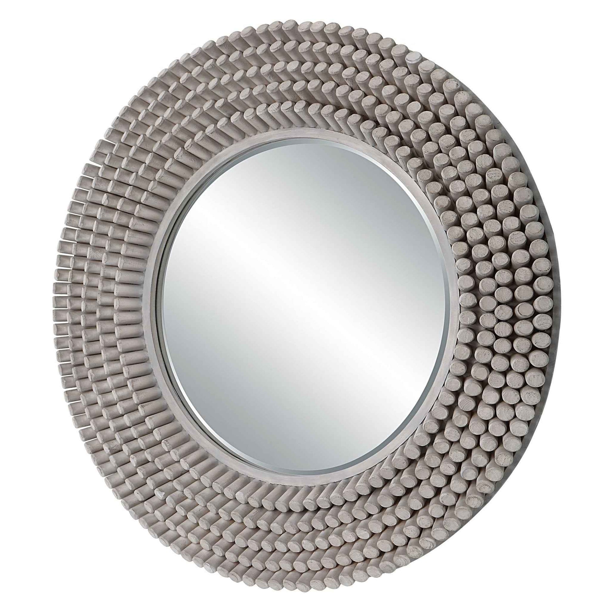 PORTSIDE GREY DRIFTWOOD ROUND MIRROR