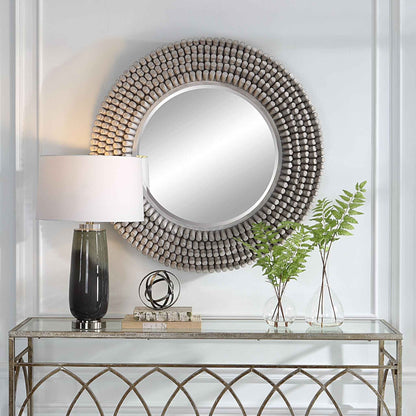 PORTSIDE GREY DRIFTWOOD ROUND MIRROR