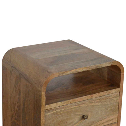 CURVED SIDE TABLE | NATURAL | 2 DRAWERS - OPEN SHELF