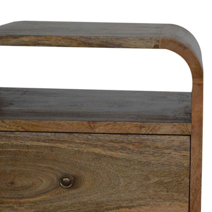 CURVED SIDE TABLE | NATURAL | 2 DRAWERS - OPEN SHELF