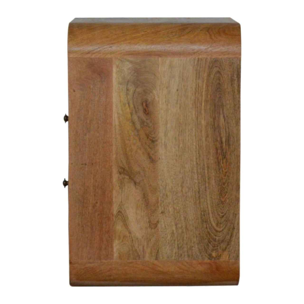 CURVED SIDE TABLE | NATURAL | 2 DRAWERS - OPEN SHELF