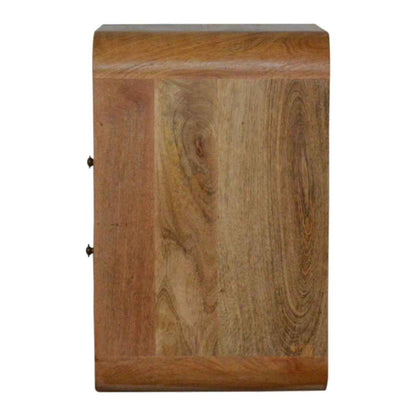 CURVED SIDE TABLE | NATURAL | 2 DRAWERS - OPEN SHELF