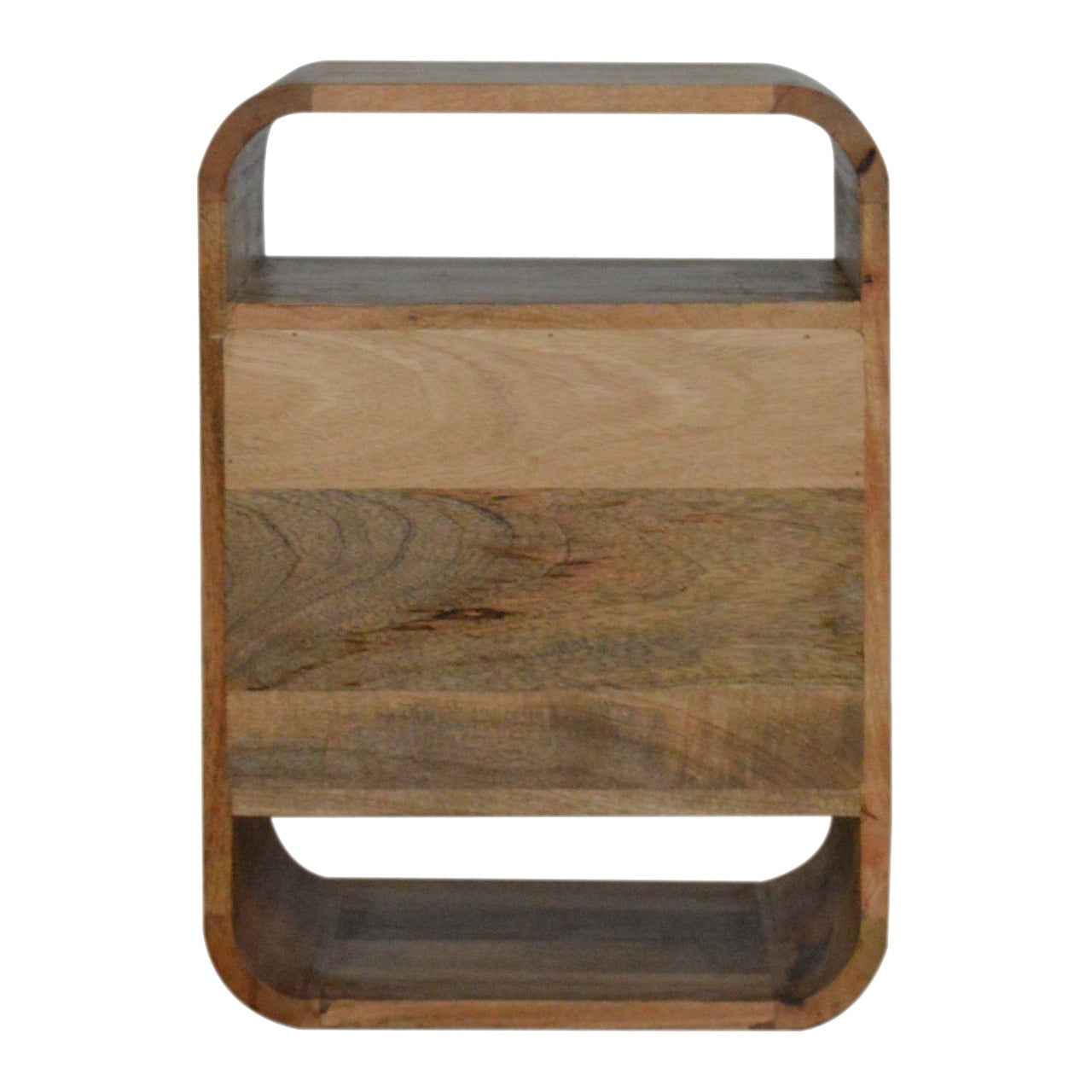 CURVED SIDE TABLE | NATURAL | 2 DRAWERS - OPEN SHELF