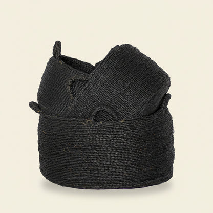 QUATRE MAINS BASKETS | 4 HANDLES | BLACK | SET OF 3