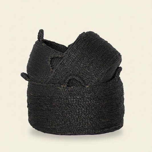 QUATRE MAINS BASKETS | 4 HANDLES | BLACK | SET OF 3