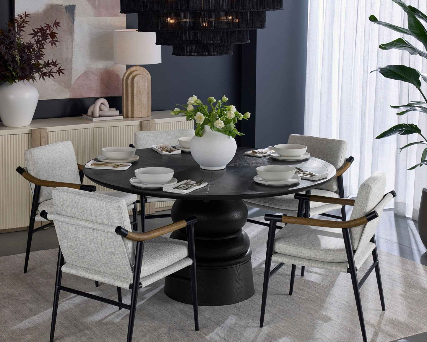 QUINTON 60" ROUND DINING TABLE - BLACK