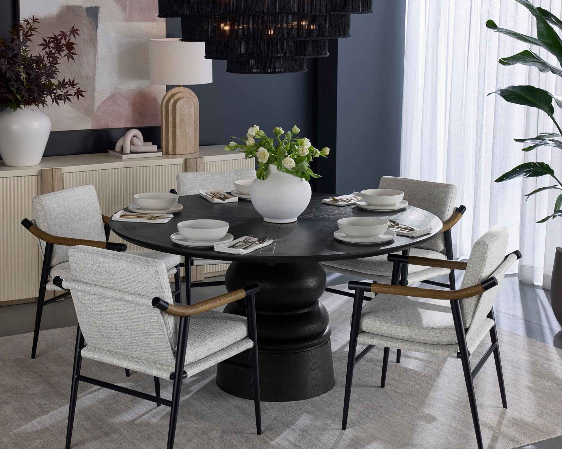 QUINTON 60" ROUND DINING TABLE - BLACK