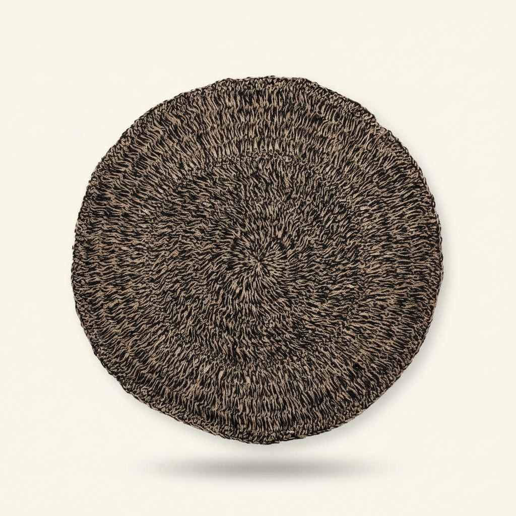 RAFFIA CARPET | NATURAL + BLACK | 100 cm