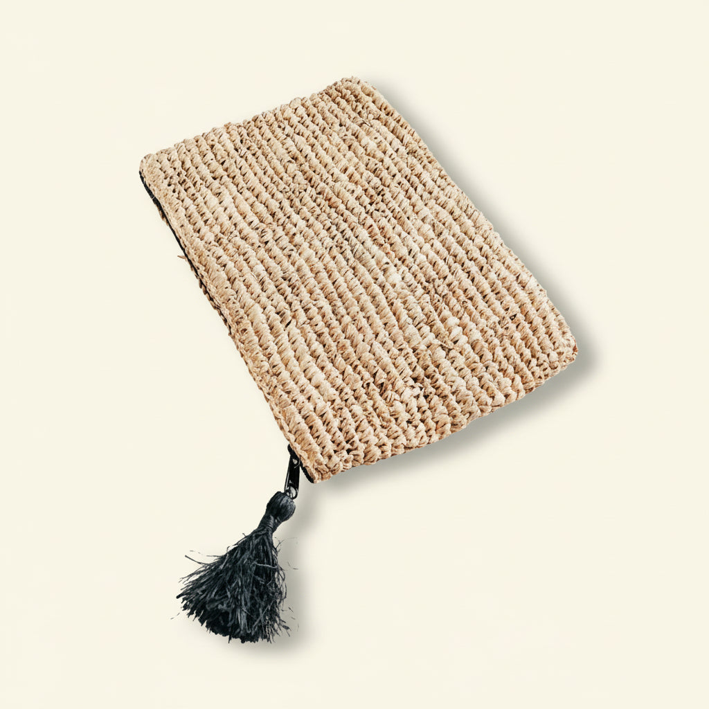 RAFFIA CLUTCH WITH ZIPPER | NATURAL | FAIR TRADE