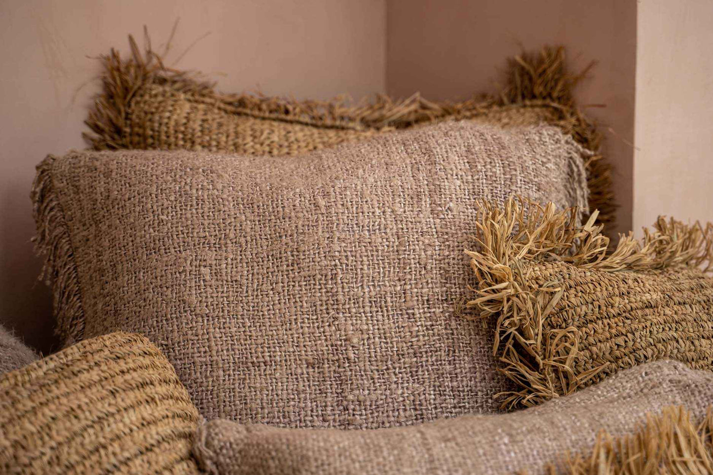 RAFFIA CUSHION COVER | SQUARE | NATURAL | 60 x 60 CM