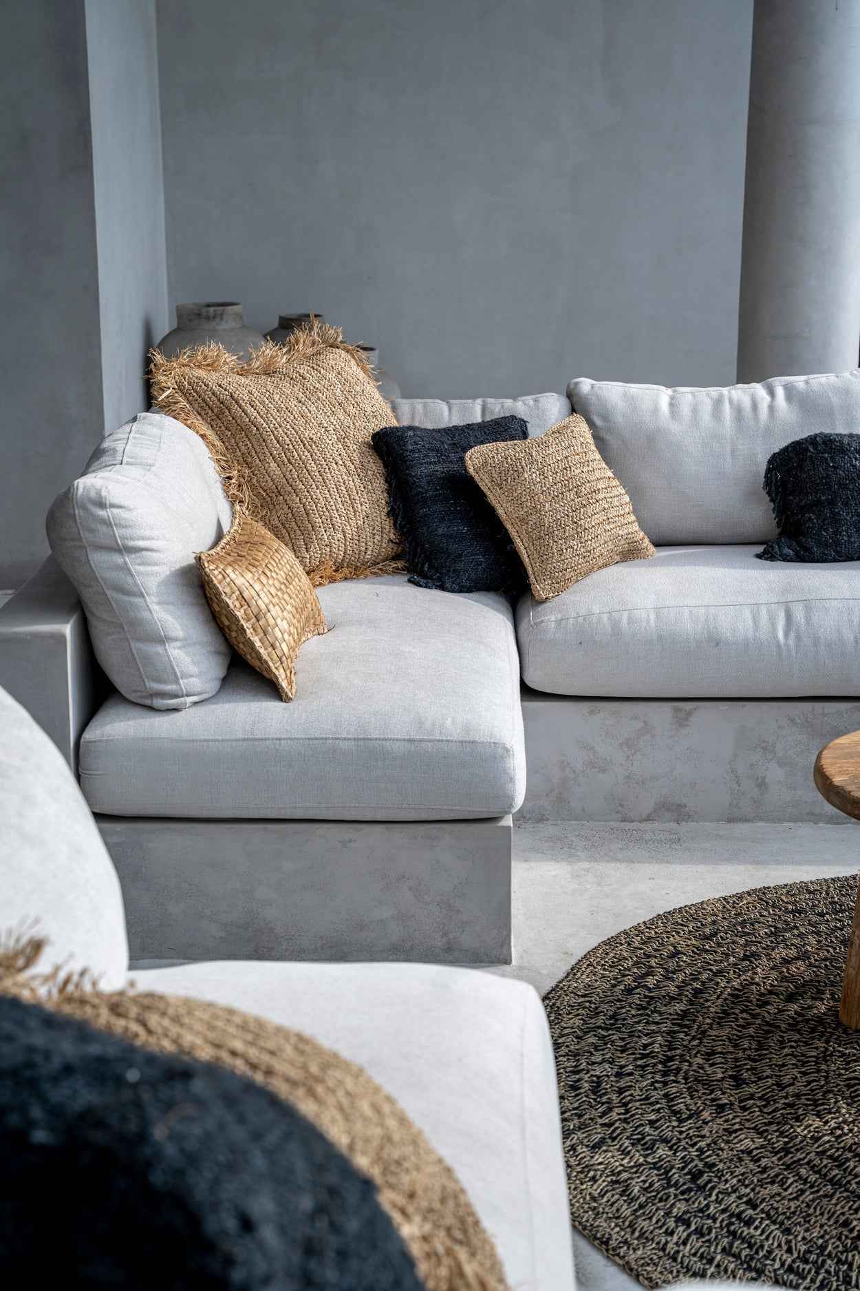 RAFFIA CUSHION COVER | SQUARE | NATURAL | 60 x 60 CM