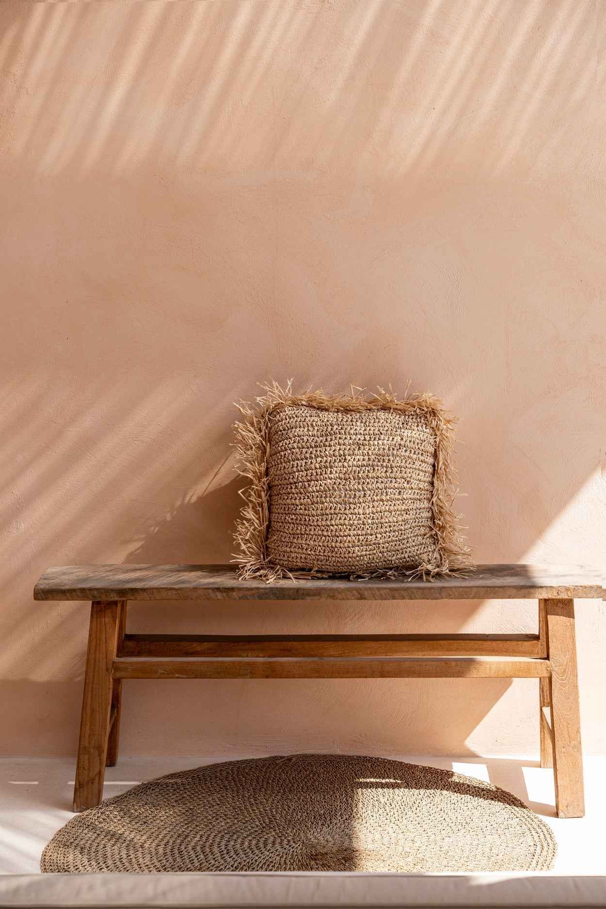 RAFFIA CUSHION COVER | SQUARE | NATURAL | 60 x 60 CM