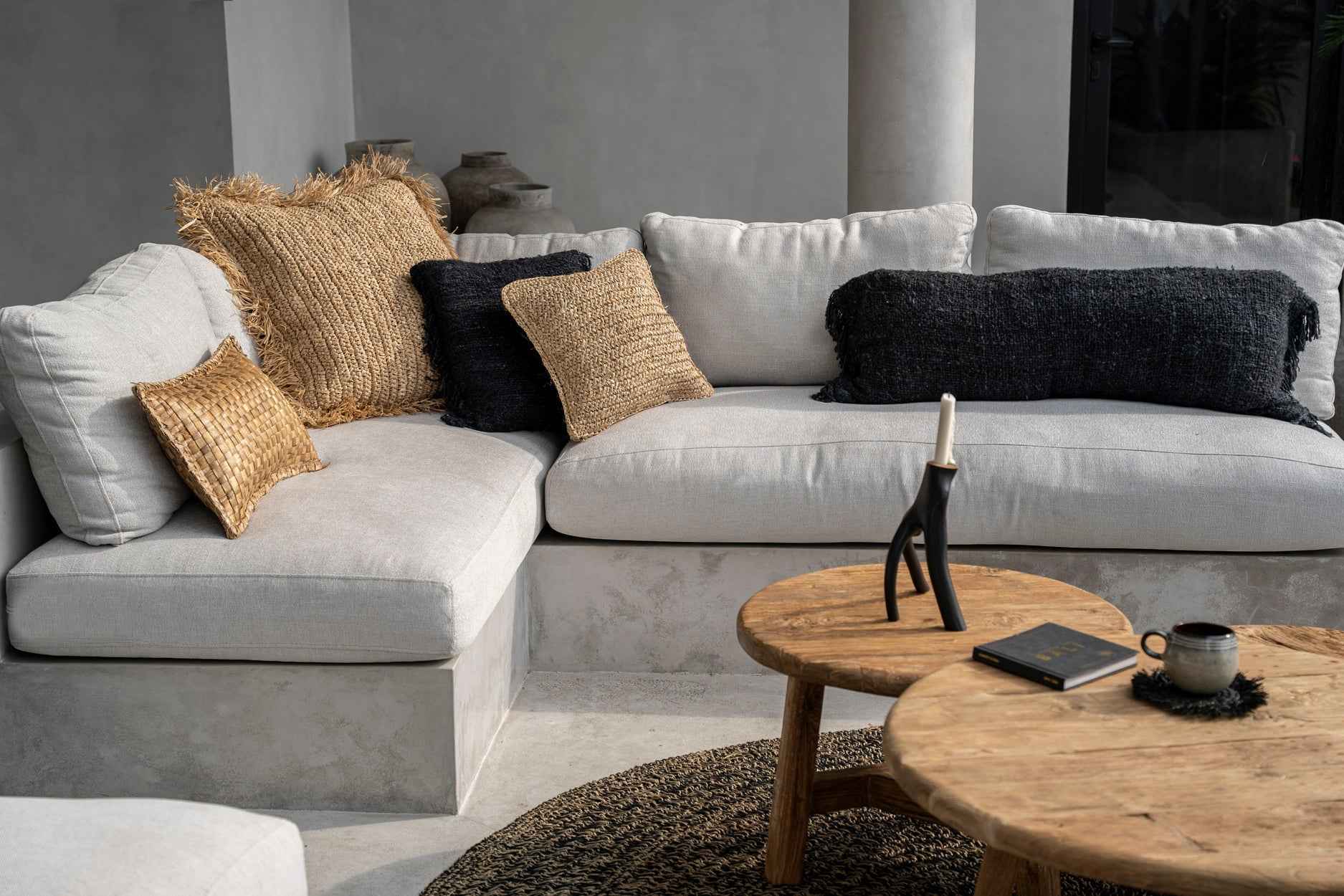 RAFFIA CUSHION COVER | SQUARE | NATURAL | 60 x 60 CM