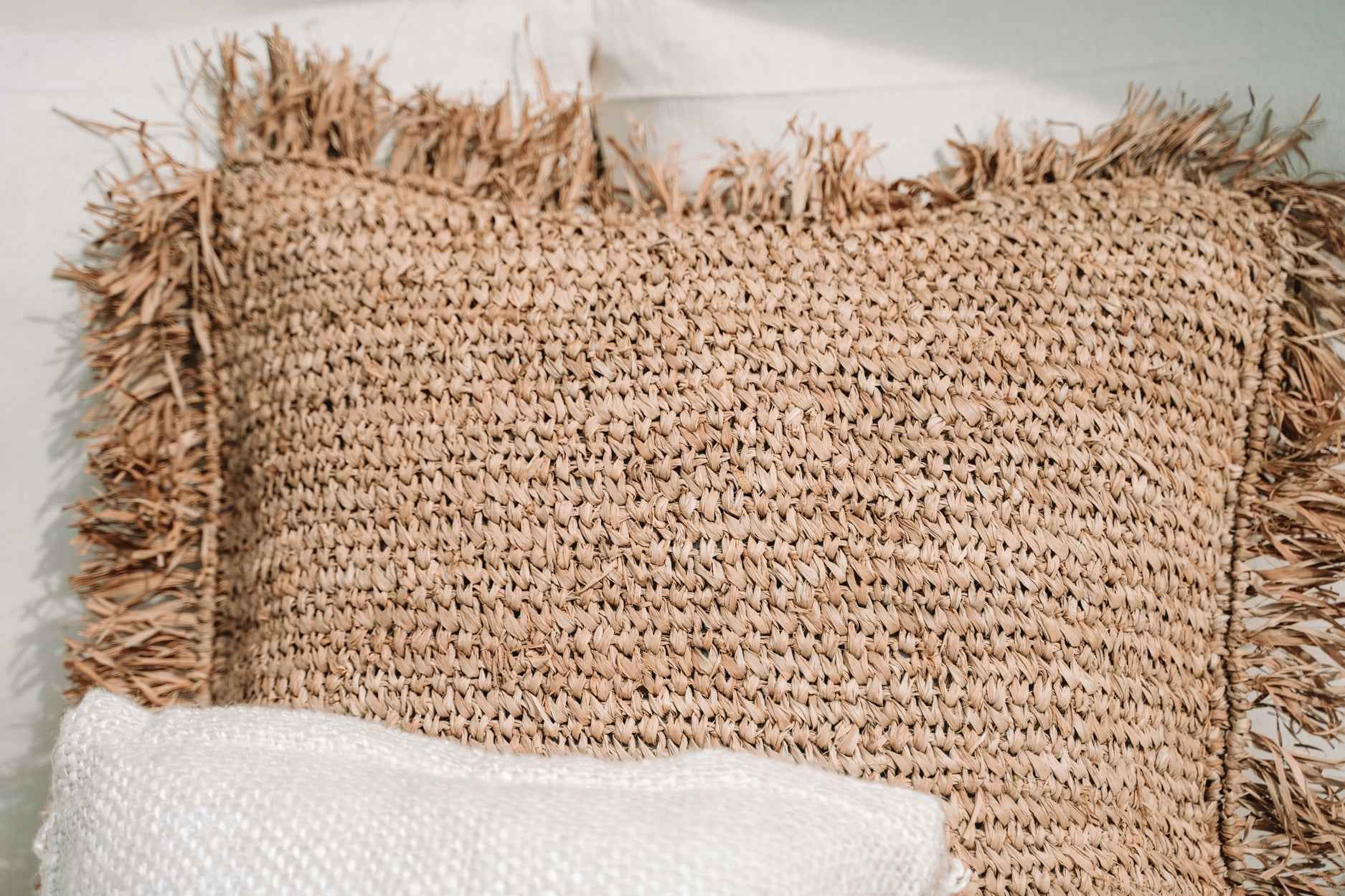 RAFFIA CUSHION COVER | SQUARE | NATURAL | 60 x 60 CM