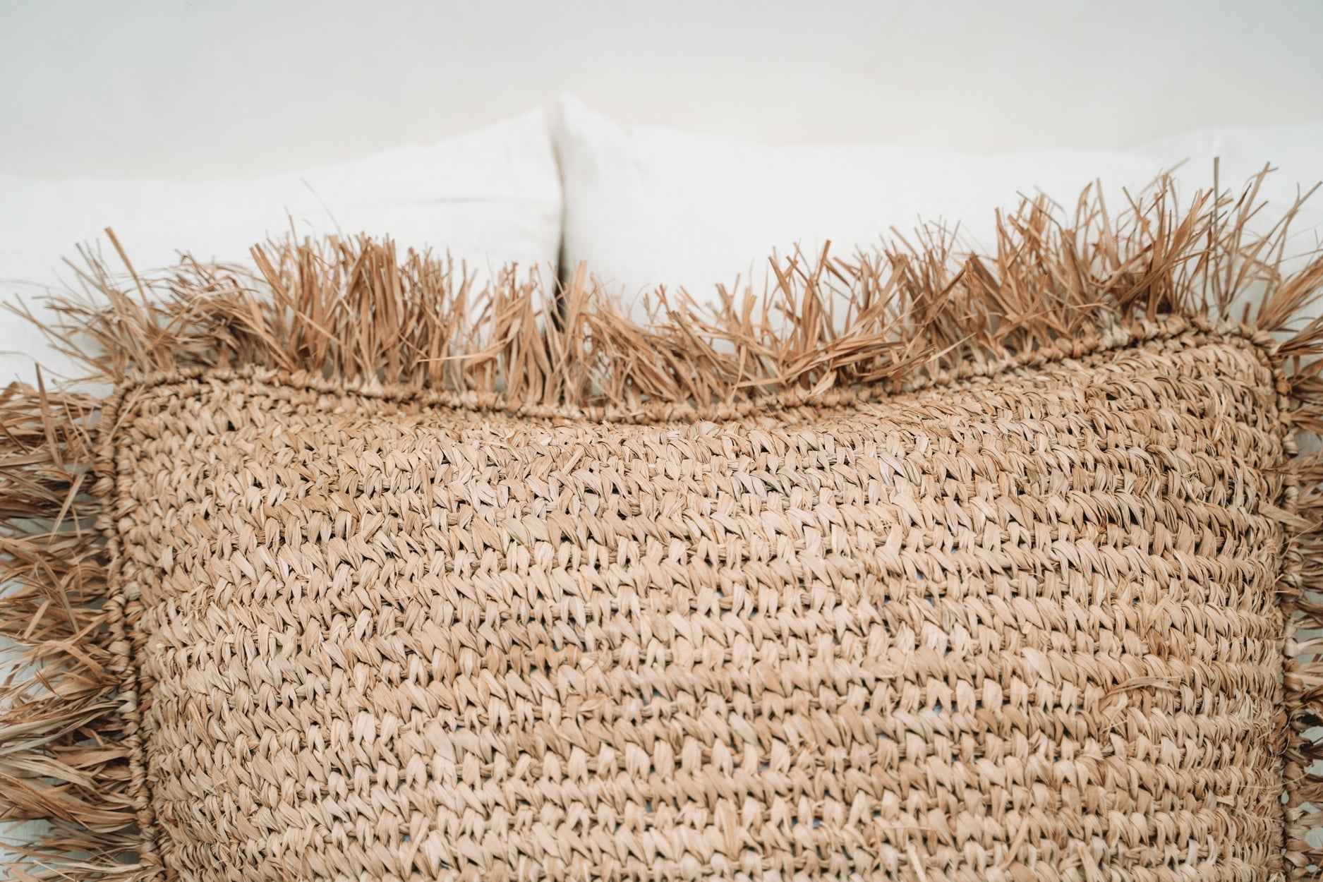 RAFFIA CUSHION COVER | SQUARE | NATURAL | 60 x 60 CM