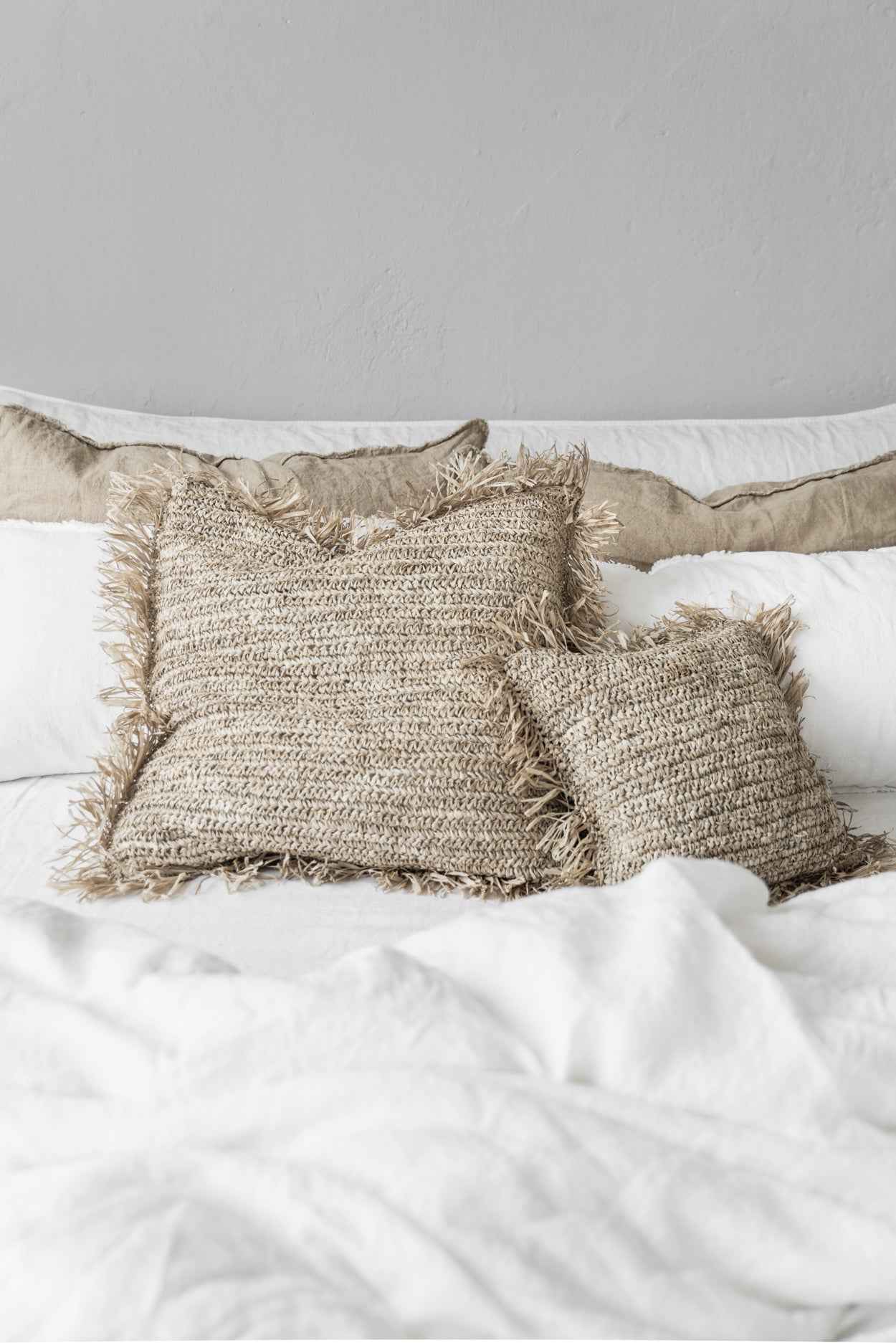 RAFFIA CUSHION COVER | SQUARE | NATURAL | 60 x 60 CM