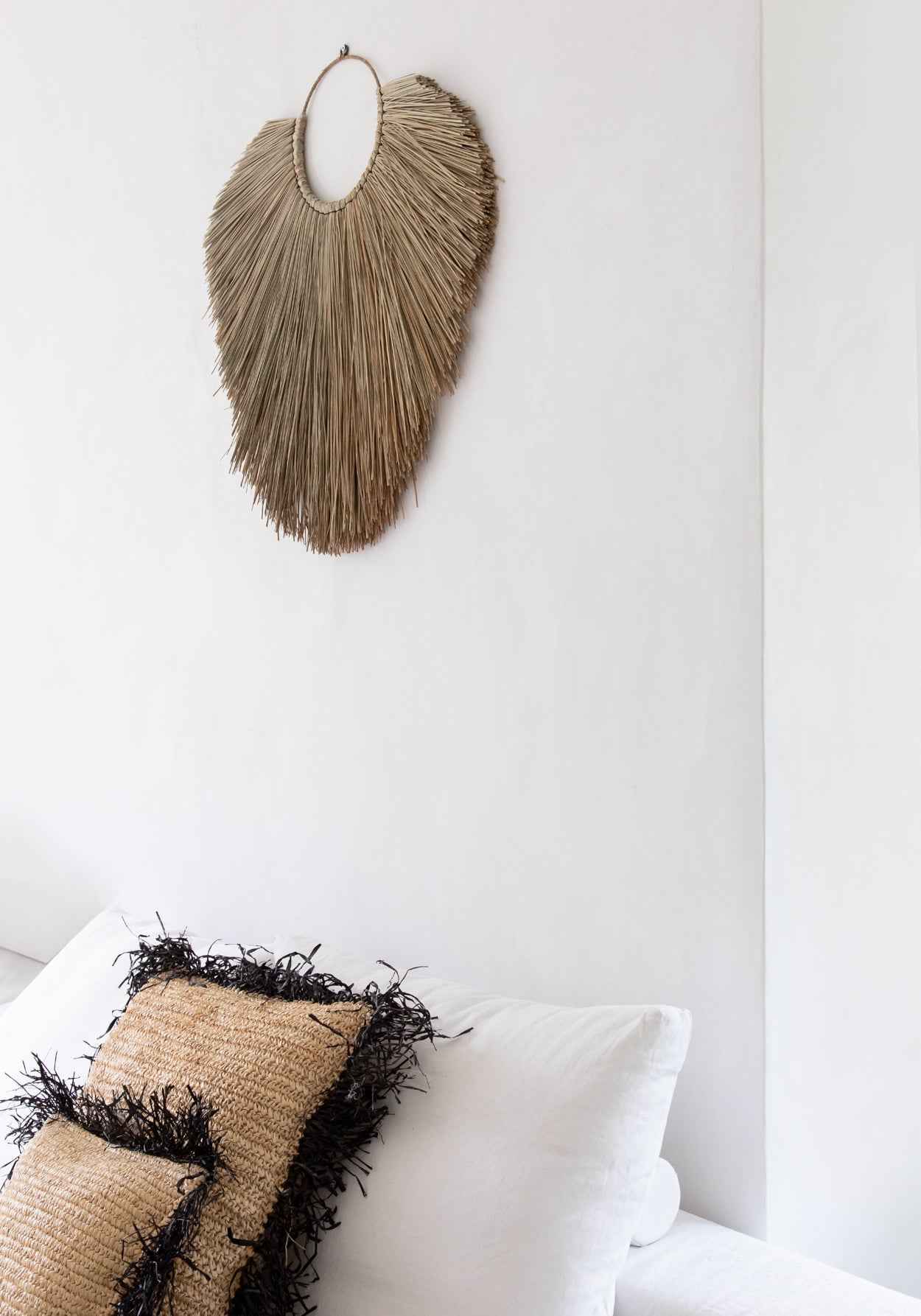 RAFFIA CUSHION COVER | SQUARE | NATURAL+BLACK | 60 x 60 CM