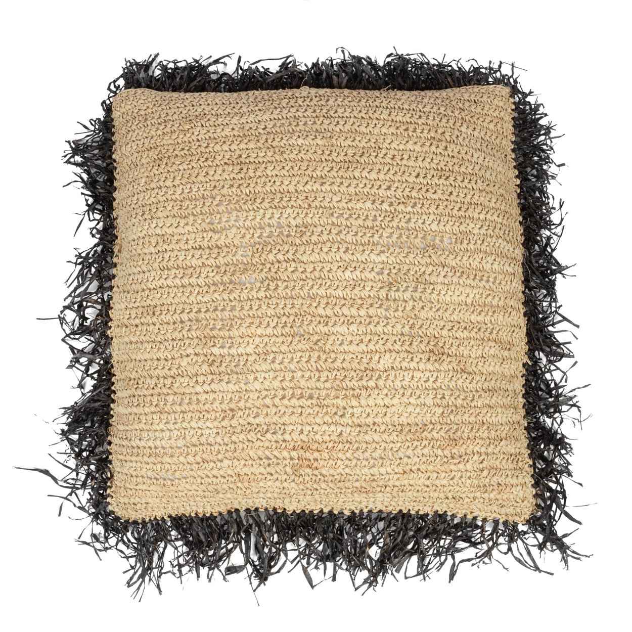RAFFIA CUSHION COVER | SQUARE | NATURAL+BLACK | 60 x 60 CM