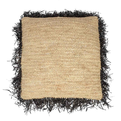 RAFFIA CUSHION COVER | SQUARE | NATURAL+BLACK | 60 x 60 CM