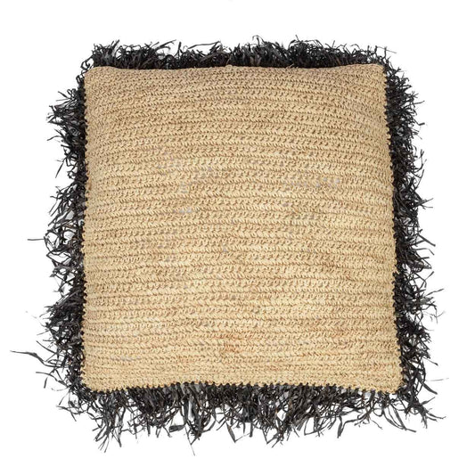 RAFFIA CUSHION COVER | SQUARE | NATURAL+BLACK | 60 x 60 CM