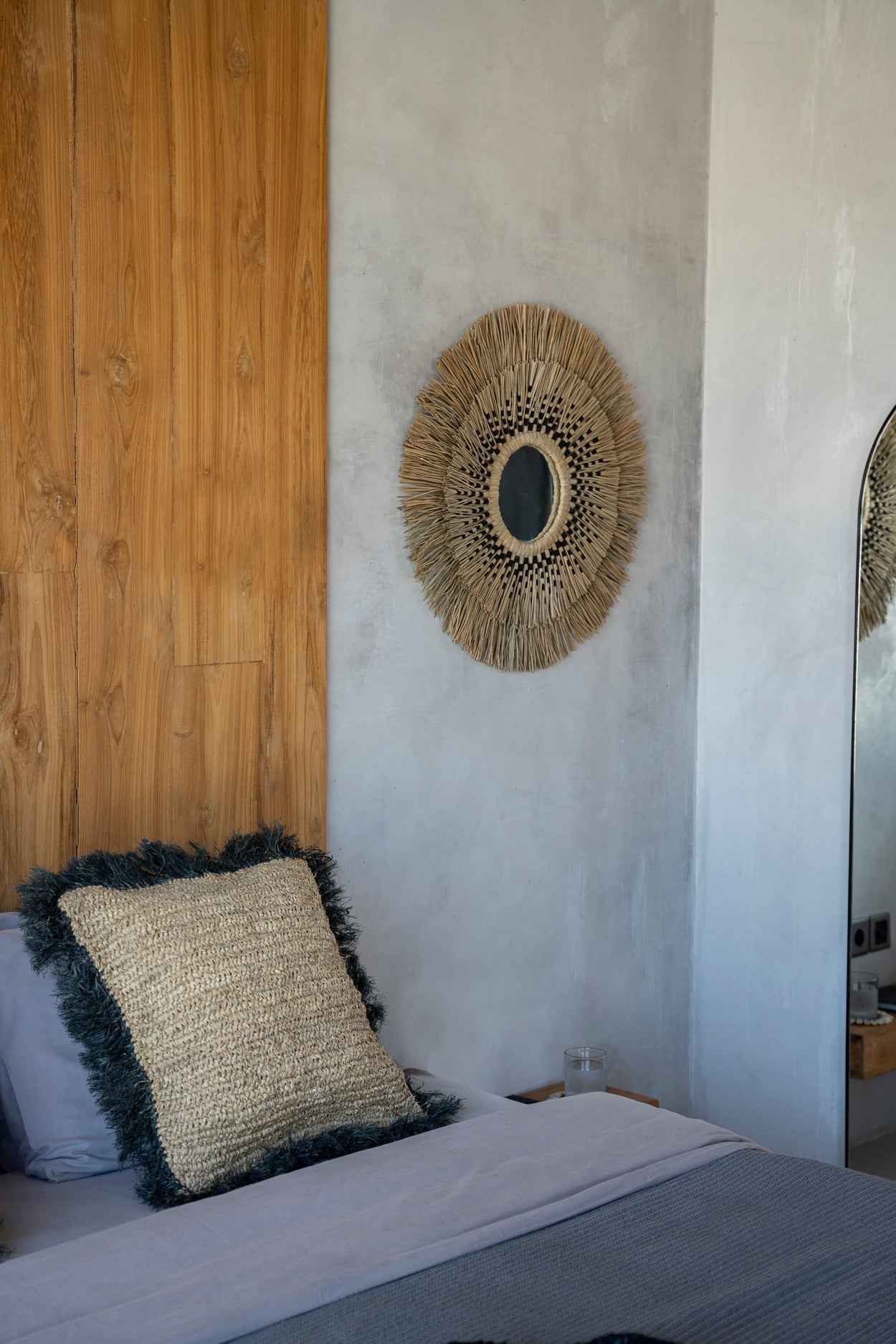 RAFFIA CUSHION COVER | SQUARE | NATURAL+BLACK | 60 x 60 CM