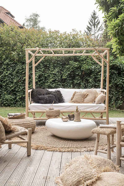 RAFFIA CUSHION ROUND / BLACK