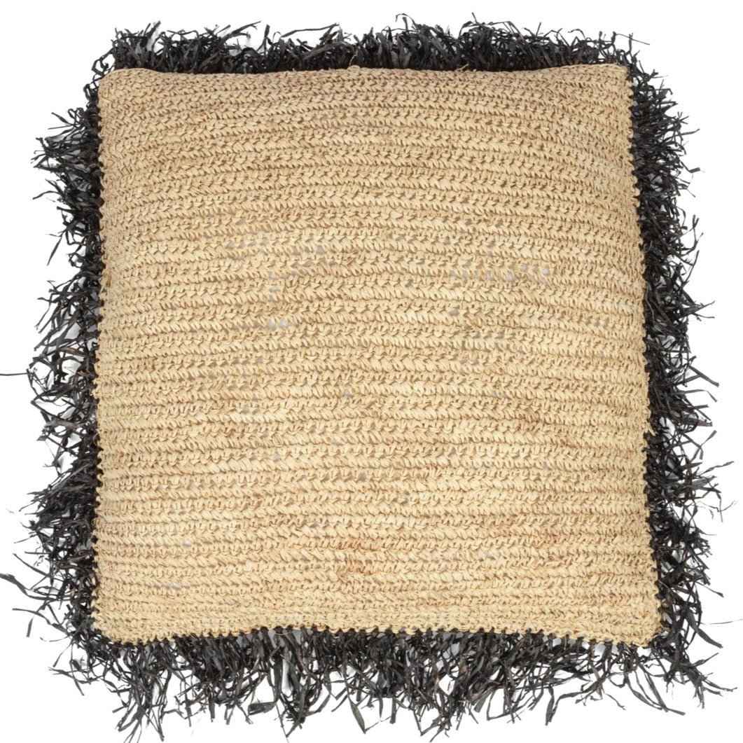 RAFFIA CUSHION SQUARE / BLACK+NATURAL